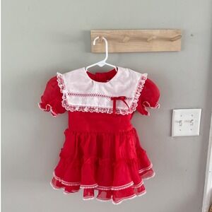 VTG. 4T red frilly dress